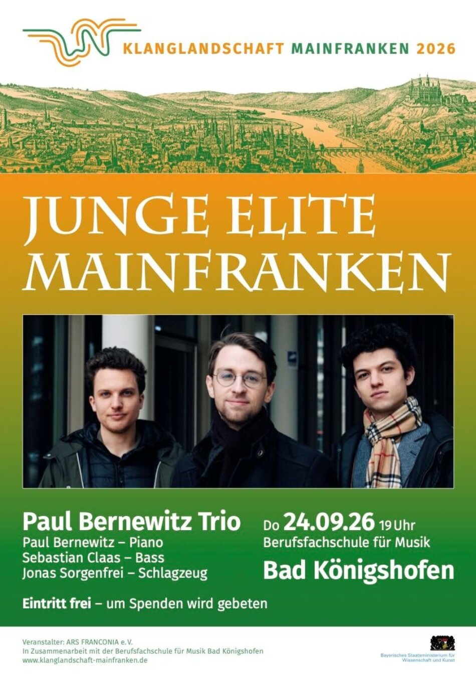 Klanglandschaft Mainfranken: Konzert „Junge Elite“ mit dem „Trio – Paul Bernewitz“ Foto
