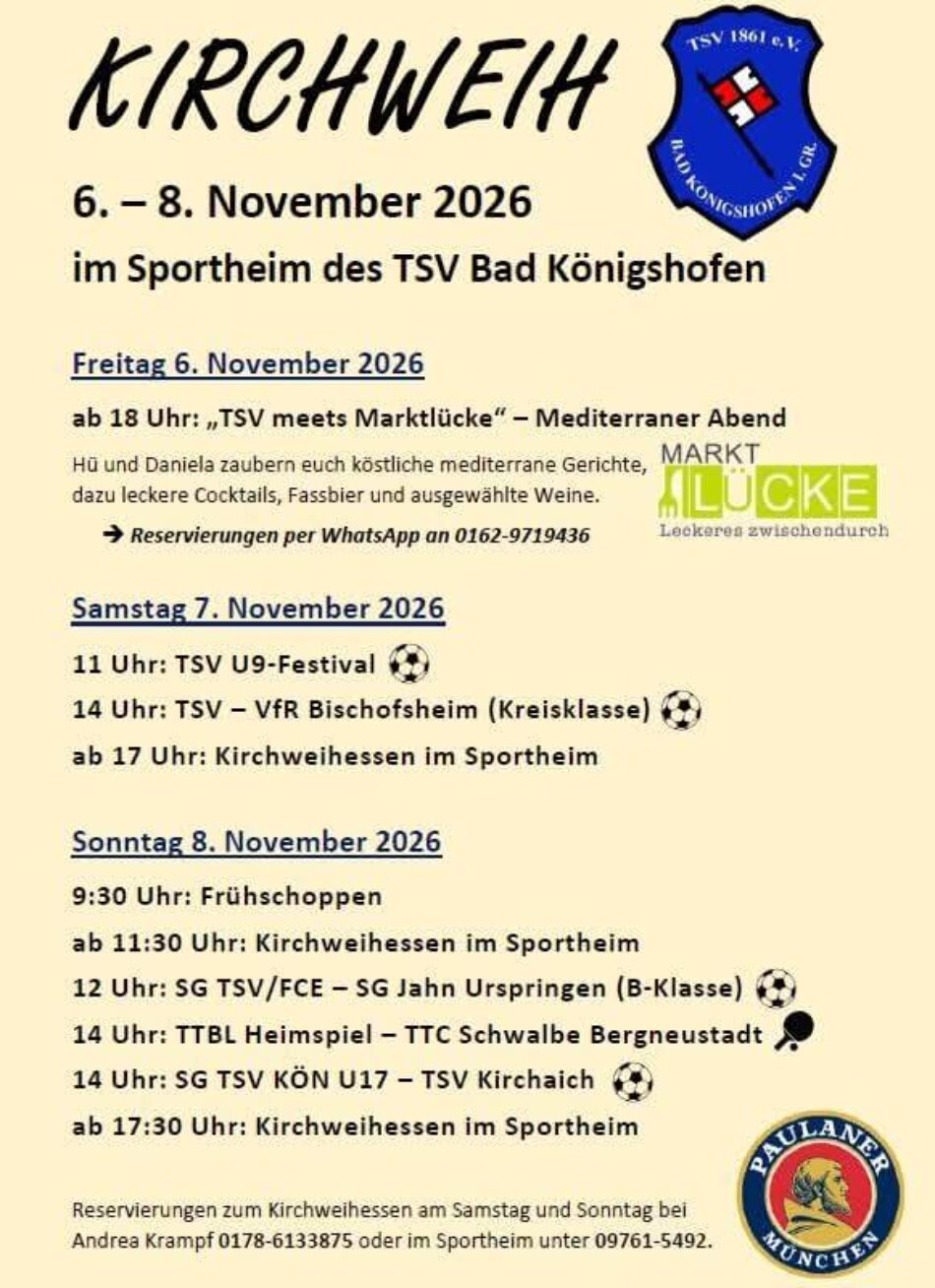 Kirchweihwochenende TSV Bad Königshofen Foto